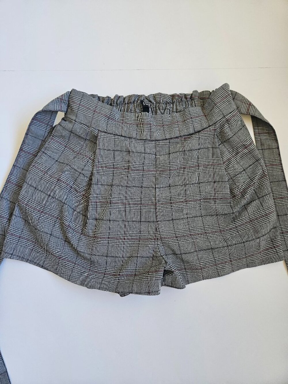 Divided by H&M Paperbag Plaid High Waist Waisted Rise Stretch Shorts w/ Belt Tie
